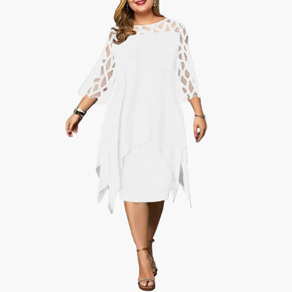 Robe mi-longue élégante grande taille pour femme – Style soirée chic avec manches ajourées