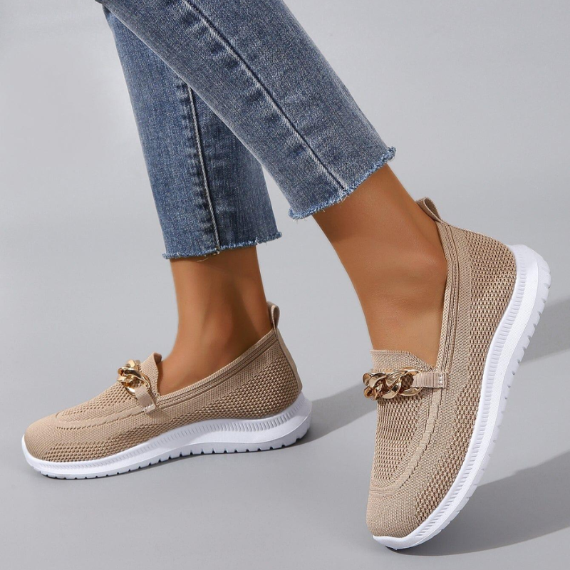 Mocassins sport femme à chaîne élégante pour confort quotidien et marche