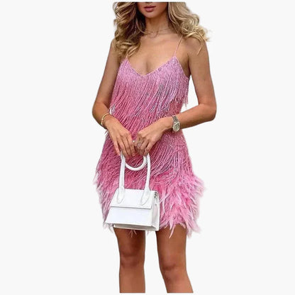 Robe de cocktail femme style années 20 à franges pour soirées élégantes