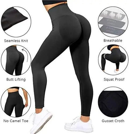 Legging push-up seamless taille haute femme, effet galbant, idéal fitness et yoga