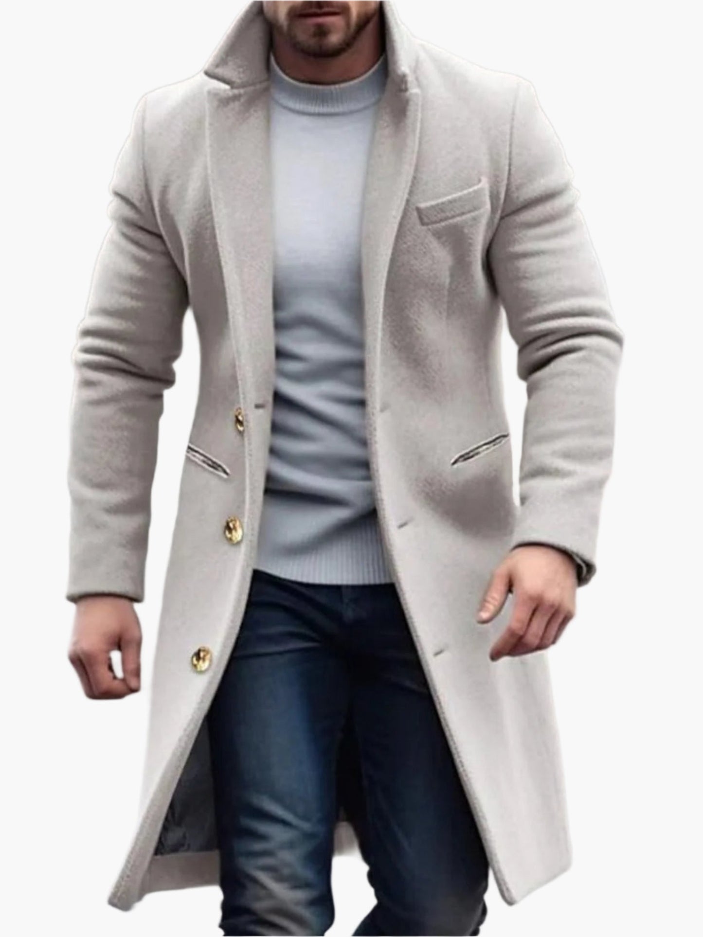 Cappotto lungo classico da uomo – Eleganza senza tempo e stile moderno – Ideale per autunno/inverno