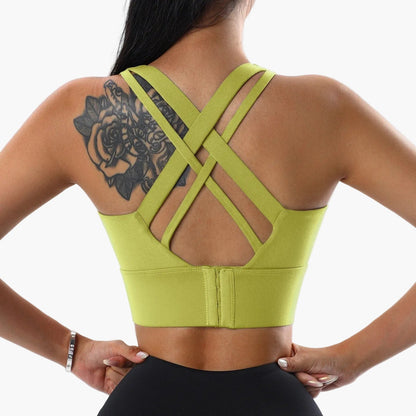 Brassière de sport femme push-up maintien élevé dos croisé fitness yoga