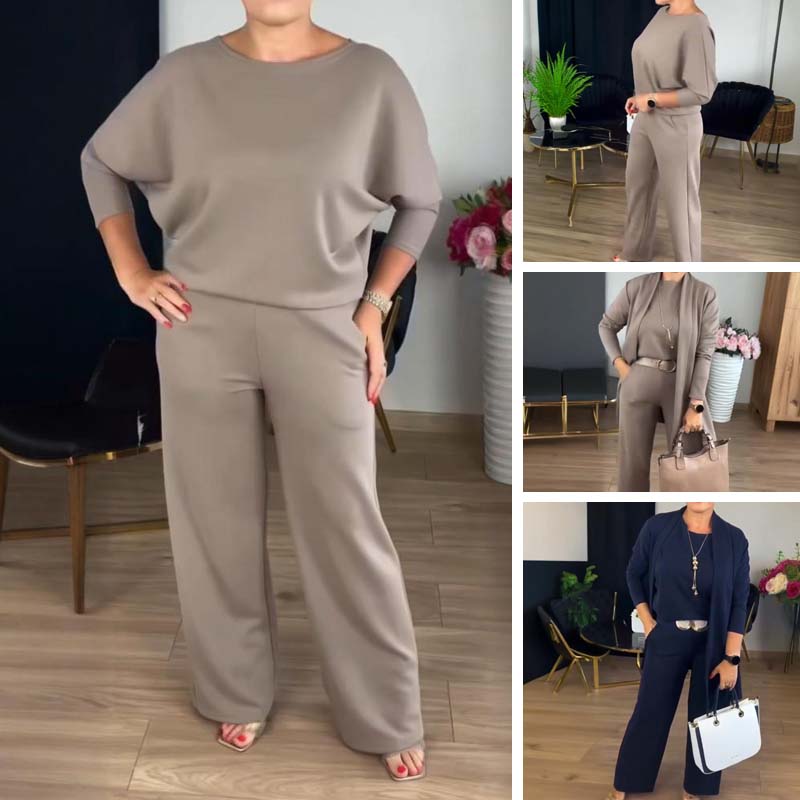 Ensemble 3 Pièces Femme Élégant Style Minimaliste Polyvalent pour Bureau et Loisirs