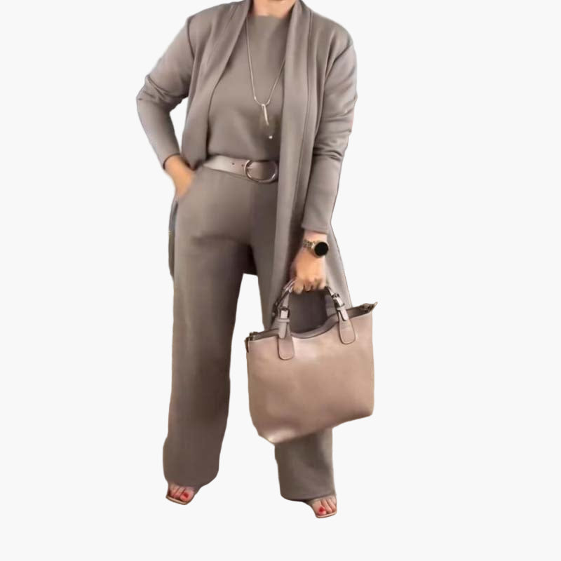 Ensemble 3 Pièces Femme Élégant Style Minimaliste Polyvalent pour Bureau et Loisirs