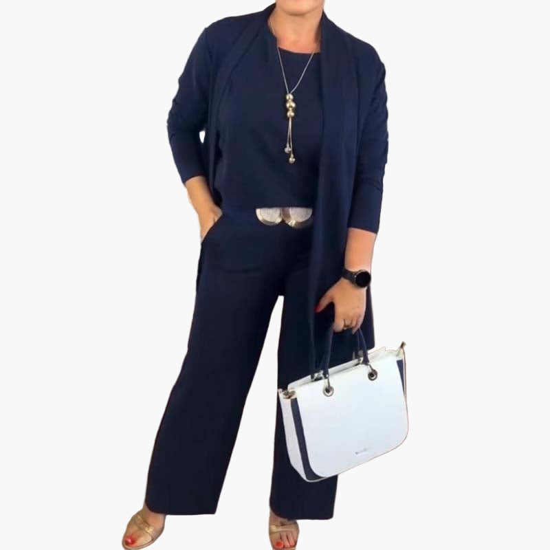 Ensemble 3 Pièces Femme Élégant Style Minimaliste Polyvalent pour Bureau et Loisirs