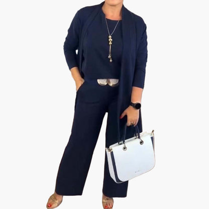 Ensemble 3 Pièces Femme Élégant Style Minimaliste Polyvalent pour Bureau et Loisirs