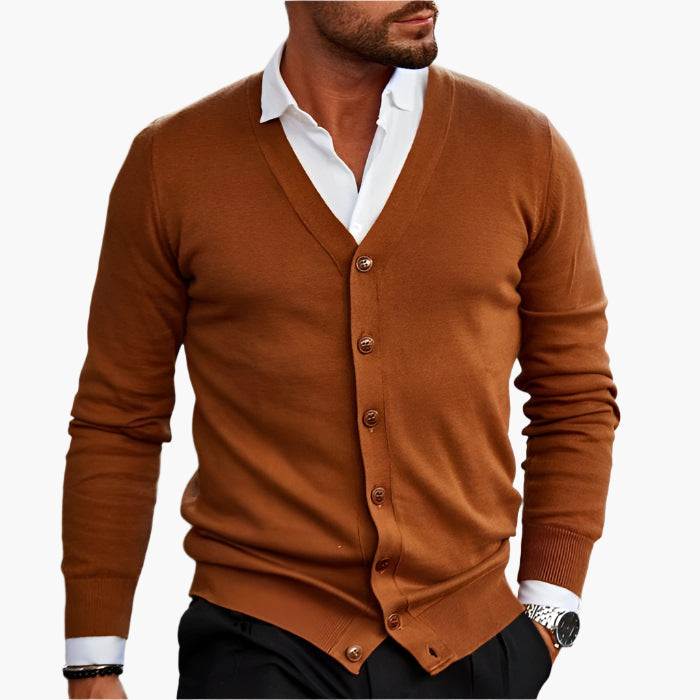 Herre Cardigan Elegant V-udskæring Business Casual Stil