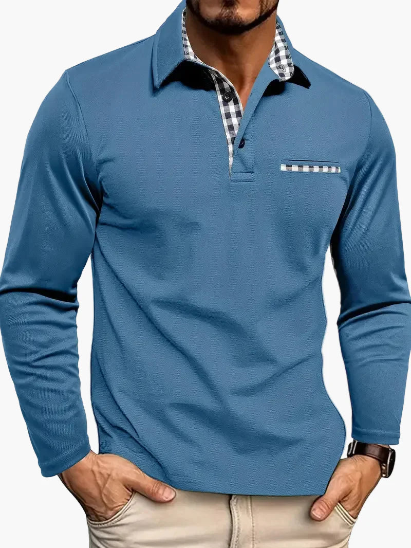 Polo à manches longues décontracté homme style chic pour bureau et sorties