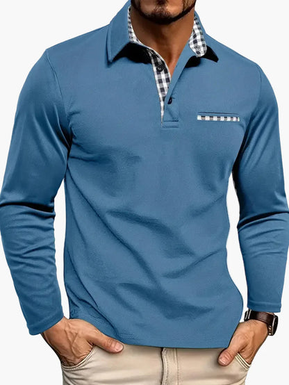 Herenpolo met lange mouwen, elegante en informele stijl voor alle gelegenheden
