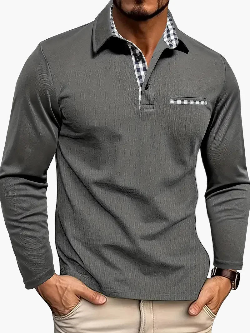 Polo à manches longues décontracté homme style chic pour bureau et sorties