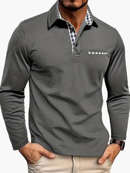 Herenpolo met lange mouwen, elegante en informele stijl voor alle gelegenheden