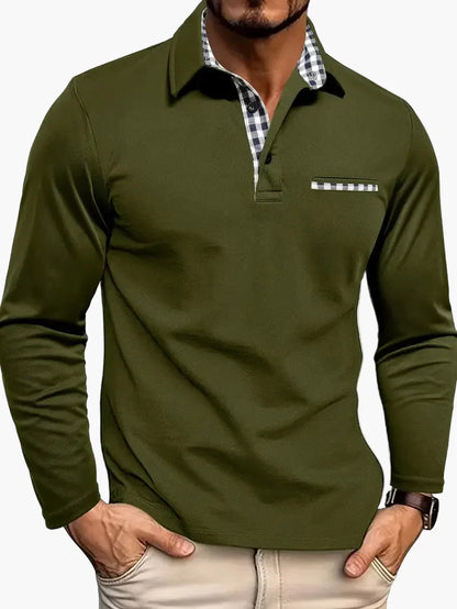 Polo à manches longues décontracté homme style chic pour bureau et sorties
