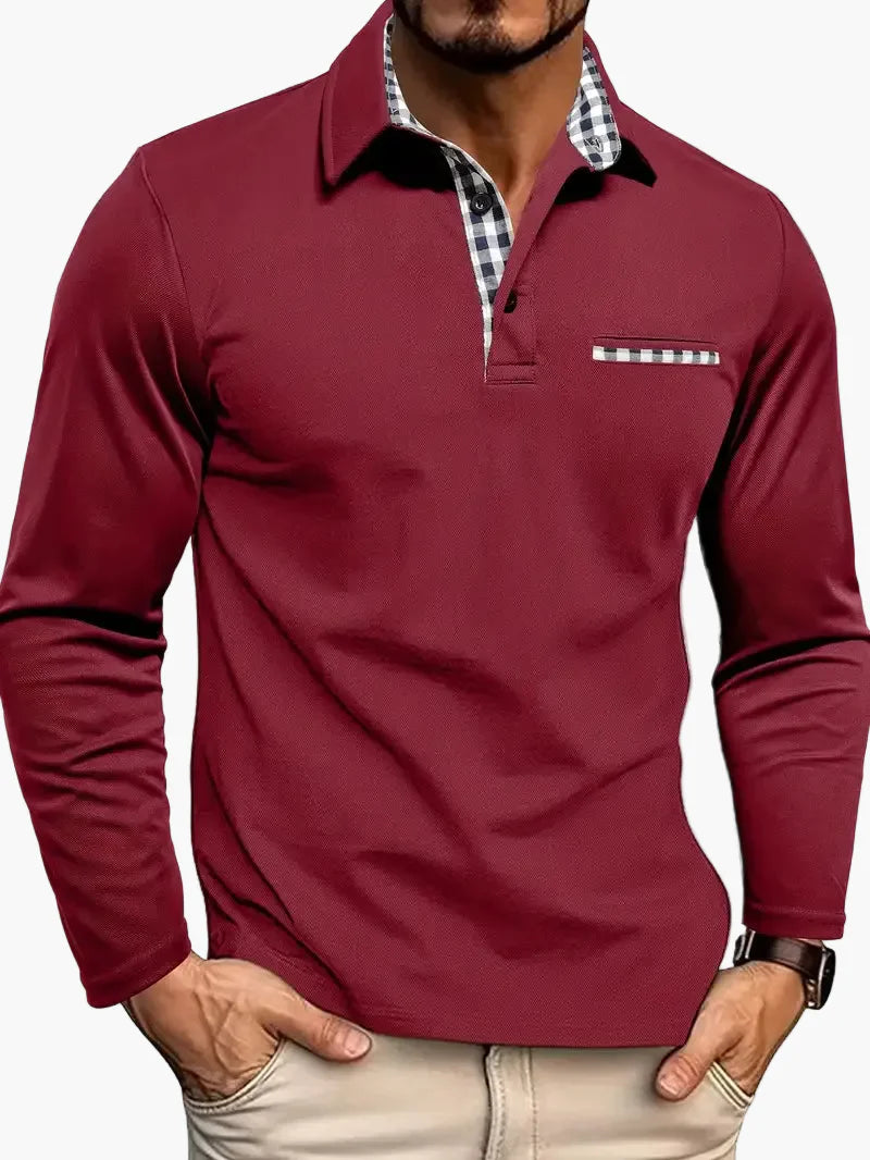 Polo à manches longues décontracté homme style chic pour bureau et sorties