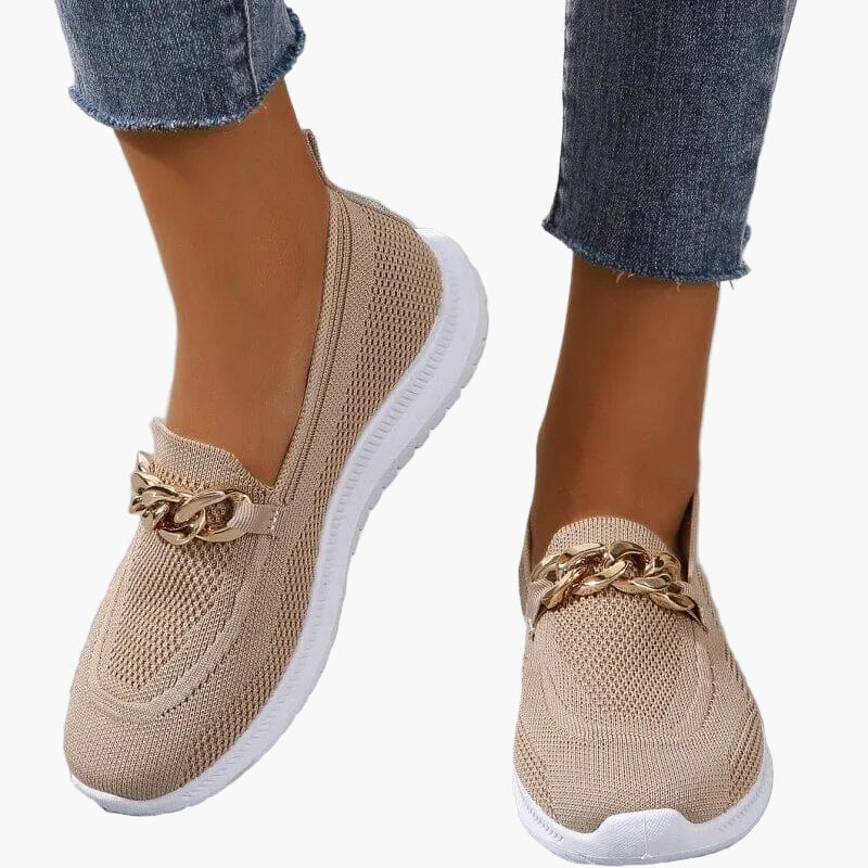 Mocassins sport femme à chaîne élégante pour confort quotidien et marche