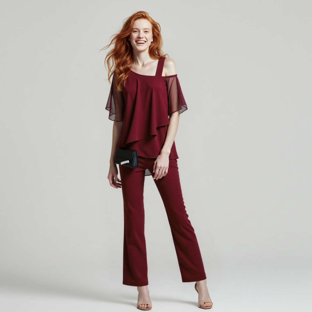 Ensemble Pantalon Élégant Femme Style Moderne – Tenue Chic pour Cérémonie, Soirée ou Bureau
