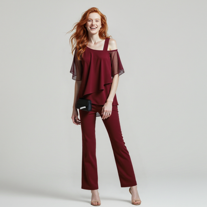 Ensemble Pantalon Élégant Femme Style Moderne – Tenue Chic pour Cérémonie, Soirée ou Bureau