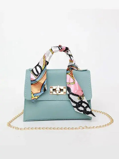 Sac à main femme élégant avec bandoulière chaîne et poignée foulard – Accessoire chic pour toutes occasions