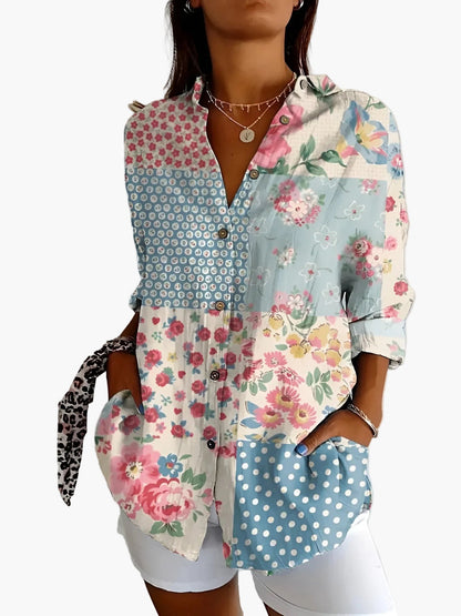 Camicia Donna Stile Informale con Motivo Floreale e Bottoni – Eleganza e Versatilità per un Aspetto Moderno