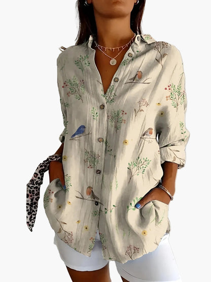Camicia Donna Stile Informale con Motivo Floreale e Bottoni – Eleganza e Versatilità per un Aspetto Moderno