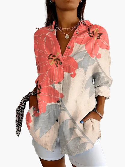 Camicia Donna Stile Informale con Motivo Floreale e Bottoni – Eleganza e Versatilità per un Aspetto Moderno