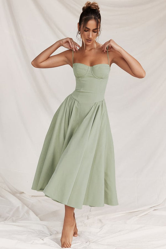 Emma™ - Vestido Midi sin Mangas con Corte Corsé