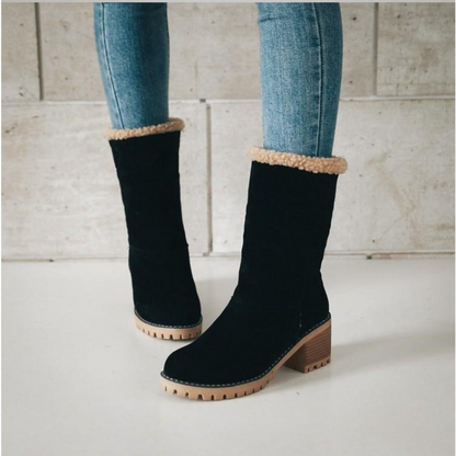 Women's Warm Suede-Like Boots with Cuffs - Winter Comfort and Versatile Style