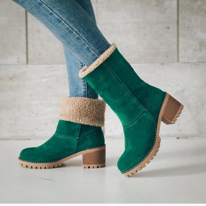 Women's Warm Suede-Like Boots with Cuffs - Winter Comfort and Versatile Style