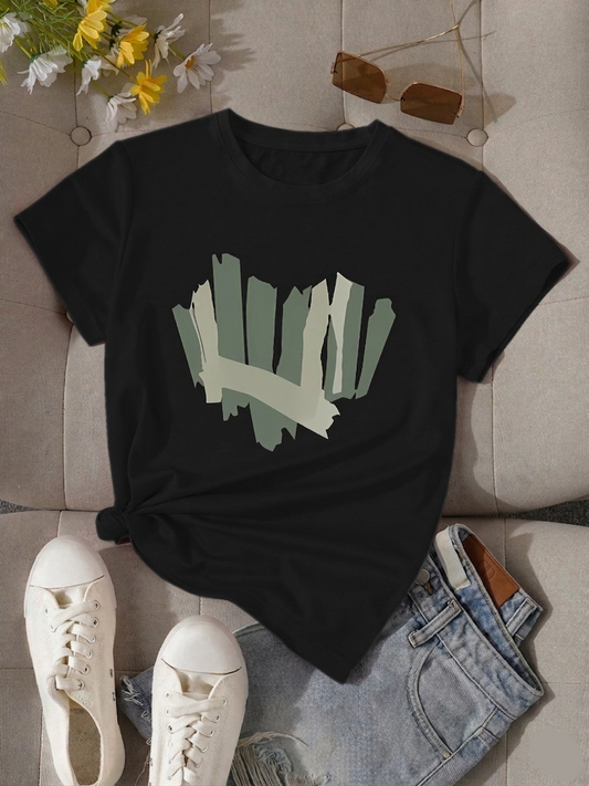 T-shirt graphique femme style décontracté motif géométrique – idéal pour l'été
